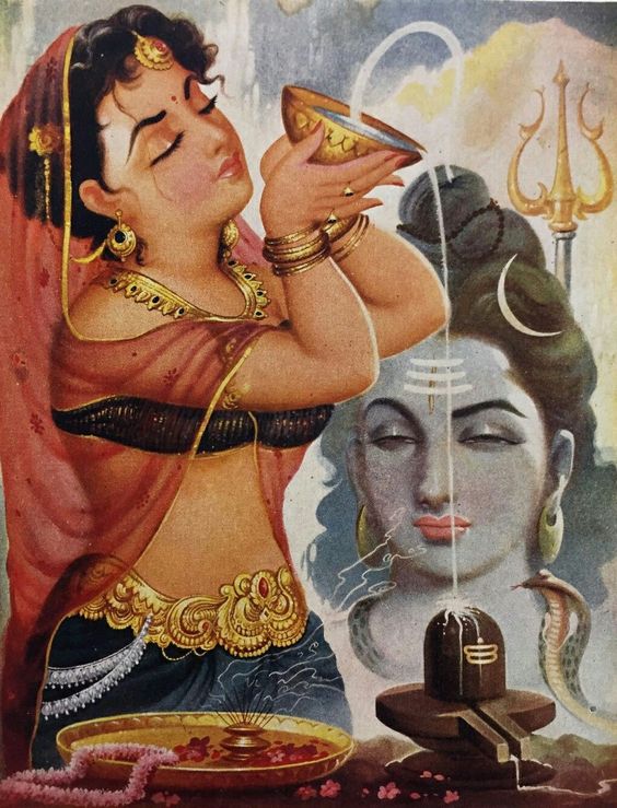 Sati Devi offering pujas to Lord Shiva